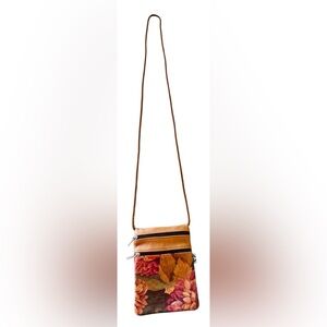 Genuine Leather Crossbody Bag Floral Print Y2K Boho Hippie Cottagecore Preppy